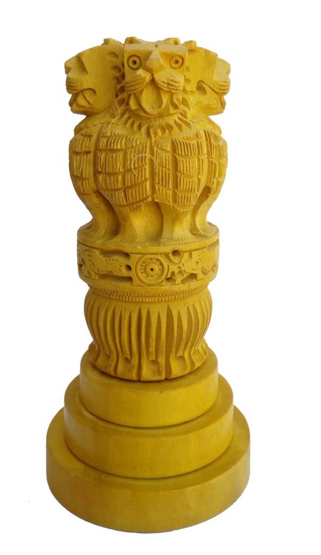 Wooden Ashoka Stambh / Ashoka Pillar Memento Statue