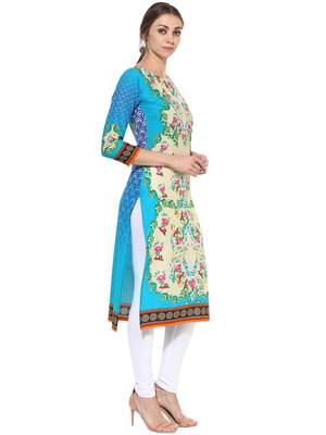 Multicolor printed Cotton stitched kurti 5