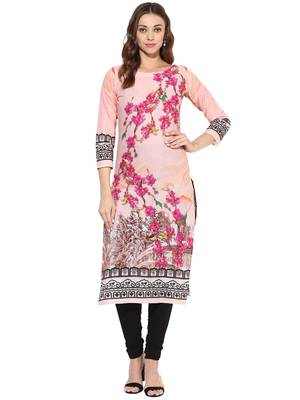 Pink printed Cotton stitched kurti 2