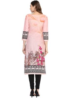 Pink printed Cotton stitched kurti 3