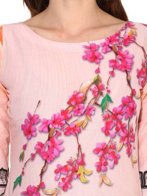 Pink printed Cotton stitched kurti 6