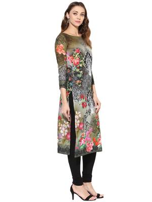 Multicolor printed Cotton stitched kurti 5