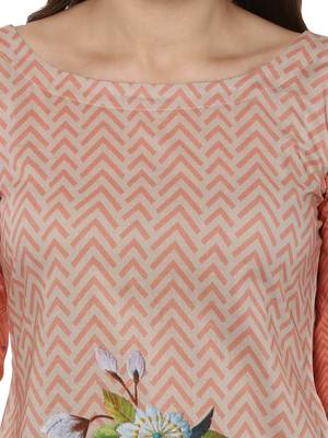 Peach printed Cotton stitched kurti 6