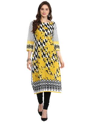 Black,White printed Cotton stitched kurti 2