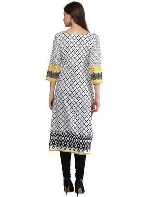 Black,White printed Cotton stitched kurti 3