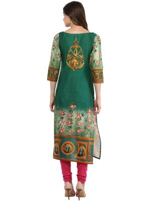 Green printed Cotton stitched kurti 3