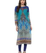 Blue printed Cotton stitched kurti