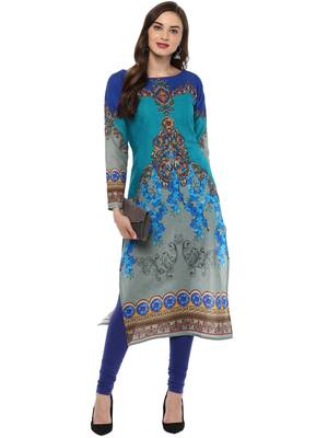 Blue printed Cotton stitched kurti 2