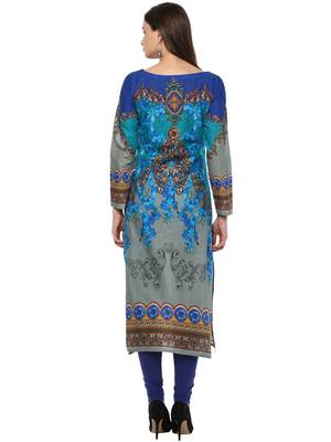Blue printed Cotton stitched kurti 3