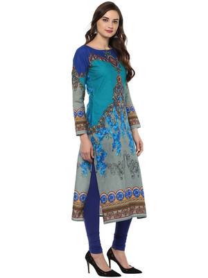 Blue printed Cotton stitched kurti 5