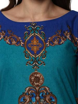 Blue printed Cotton stitched kurti 6