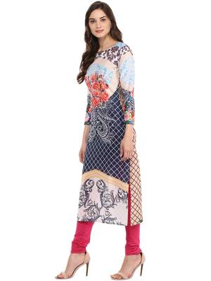 Multicolor printed Cotton stitched kurti 4