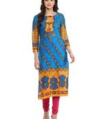 Blue printed Cotton stitched kurti