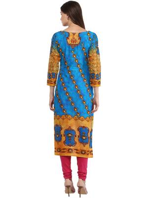 Blue printed Cotton stitched kurti 3