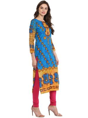Blue printed Cotton stitched kurti 5