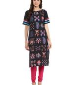 Black printed Cotton stitched kurti