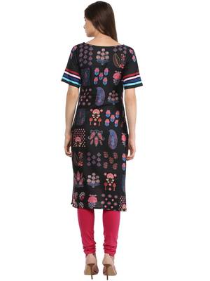 Black printed Cotton stitched kurti 3