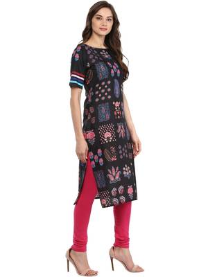 Black printed Cotton stitched kurti 5