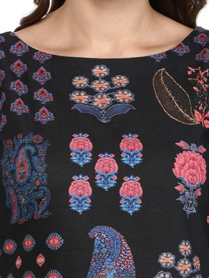 Black printed Cotton stitched kurti 6