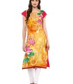 Yellow printed Cotton stitched kurti