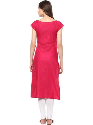 Yellow printed Cotton stitched kurti 3
