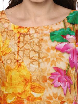 Yellow printed Cotton stitched kurti 6