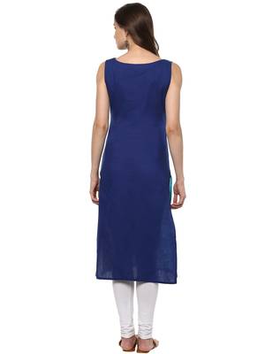 Blue printed Cotton stitched kurti 3