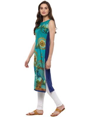 Blue printed Cotton stitched kurti 4