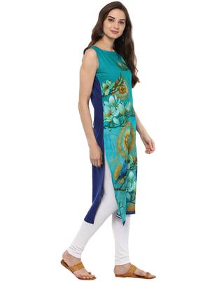 Blue printed Cotton stitched kurti 5