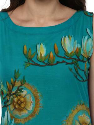 Blue printed Cotton stitched kurti 6