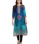 Blue printed Cotton stitched kurti