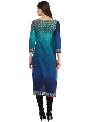 Blue printed Cotton stitched kurti 3