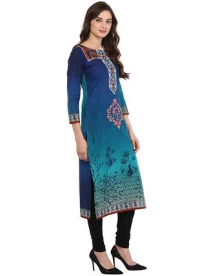 Blue printed Cotton stitched kurti 5