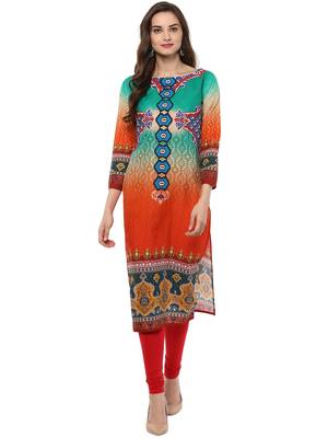 Multicolor printed Cotton stitched kurti 1
