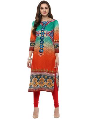 Multicolor printed Cotton stitched kurti 2