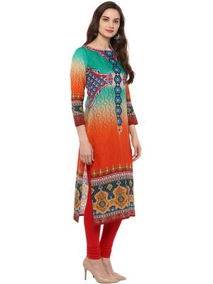 Multicolor printed Cotton stitched kurti 5