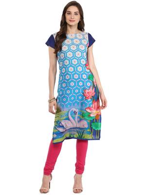 Blue printed Cotton stitched kurti 2