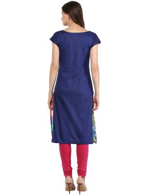 Blue printed Cotton stitched kurti 3