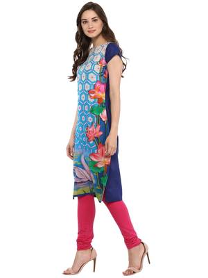 Blue printed Cotton stitched kurti 4