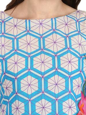 Blue printed Cotton stitched kurti 6