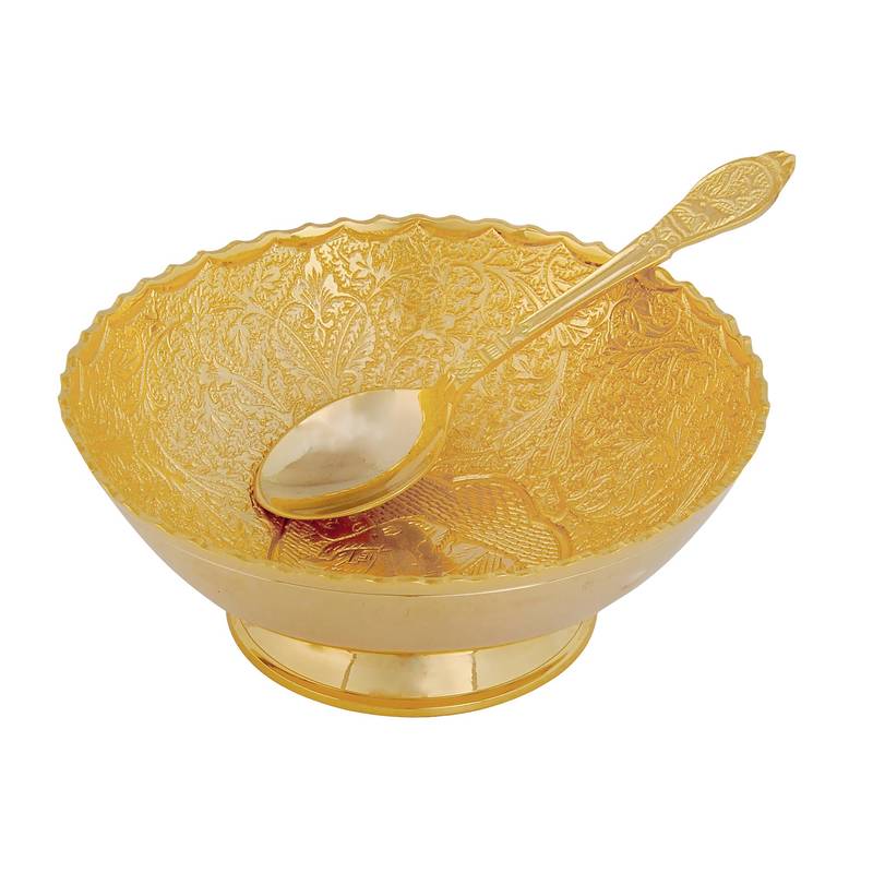 gold plated Serving Bowl Handcrafted pattern Water Resistant Maayra