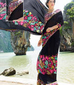 multicolor printed georgette saree with blouse
