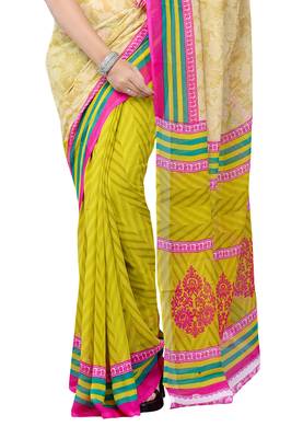 multicolor printed georgette saree with blouse 2