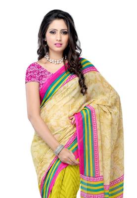 multicolor printed georgette saree with blouse 3
