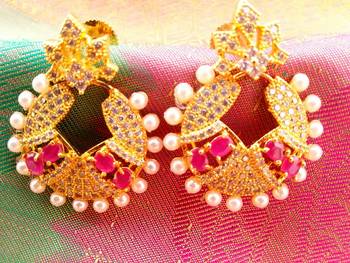 Royal pink AD Earrings 1