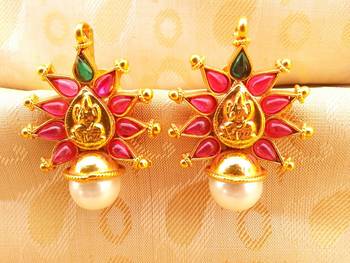 Multi-Color Kemp Laxmi Temple Studs 1