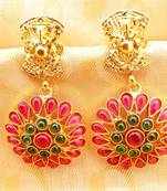 Multi-Color Kemp Ganesha Temple Earrings