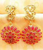 Pink Kemp Ganesha Temple Earrings