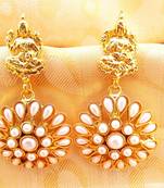 White Kemp Laxmi Temple Earrings