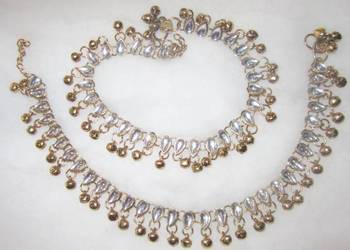Anklets Payal Pair Gold Plated Kundan Bells 3
